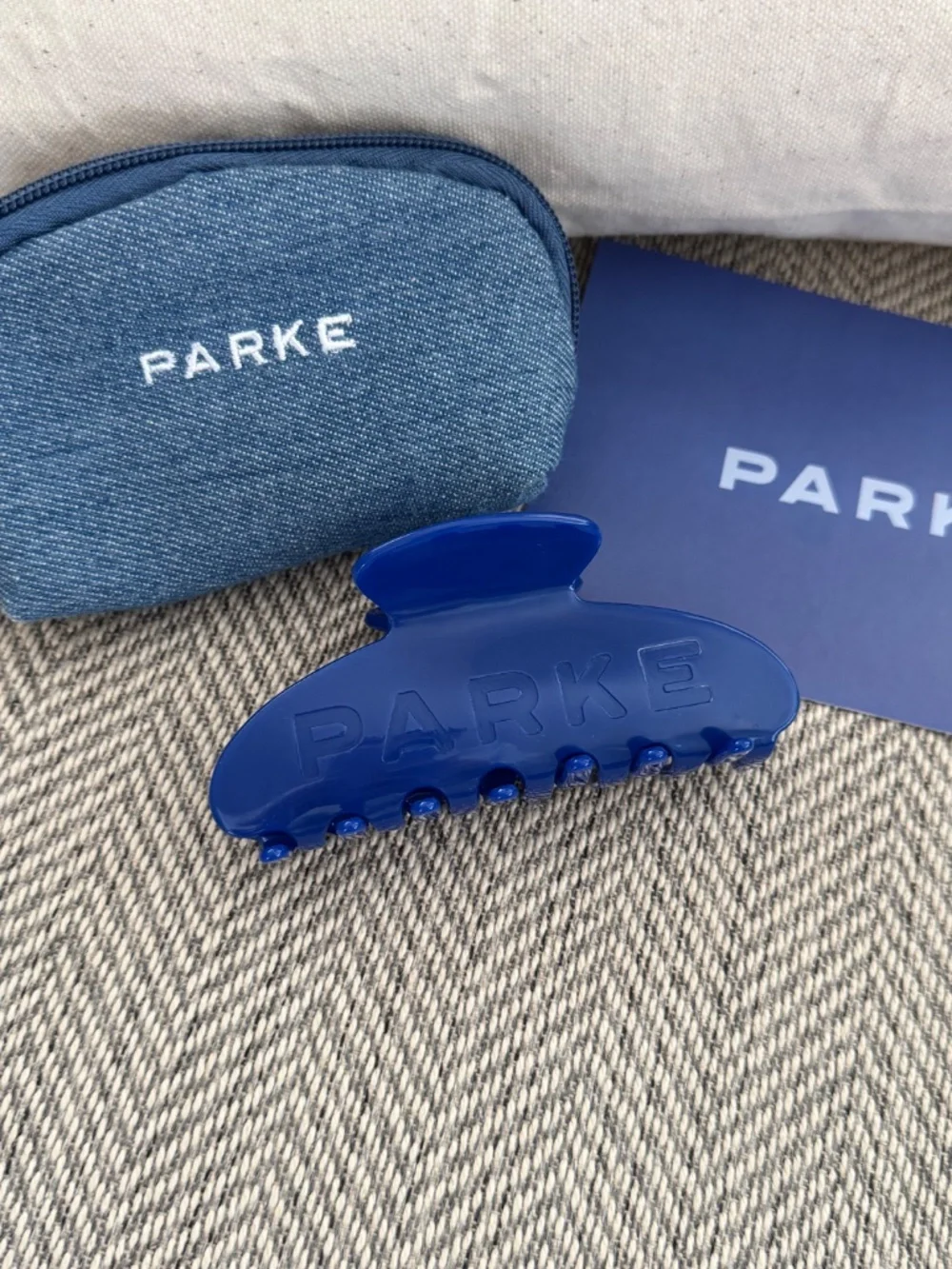 Parke Claw Clip Navy Denim Blue Hair Accessories with bag
